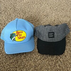 Blue Bass Pro Shops Cap and Black Hey Day Cap